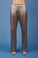 Gunmetal Metallic Leather Trousers  image