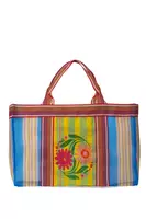 Borsa Shopper a Righe con Ricamo Floreale image