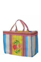 Borsa Shopper a Righe con Ricamo Floreale image