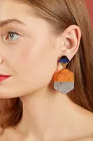 Pumpkin Orange and Gunmetal Beaded Earrings  image