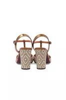 Beige Suede Sandals With Jacquard Heels image