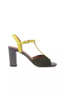 Fir Green and Lemon Yellow Leather Sandals  image