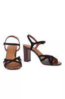 Snakeskin Printed Suede Contrast Sandals image