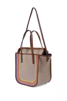 Borsa Tote in Tela con Finiture in Rafia Arcobaleno image