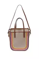 Borsa Tote in Tela con Finiture in Rafia Arcobaleno image