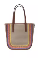 Borsa Tote in Tela con Finiture in Rafia Arcobaleno image