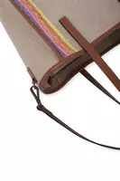 Borsa Tote in Tela con Finiture in Rafia Arcobaleno image