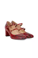 Ruby Red Snakeskin Print Pumps  image