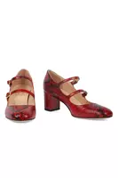 Ruby Red Snakeskin Print Pumps  image