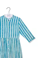 Fruit Floral Embroidered Turquoise Stripe Shirtdress image