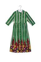 Petunia Embroidered Emerald Stripe Shirtdress image