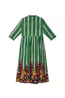 Petunia Embroidered Emerald Stripe Shirtdress image