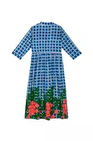 Vegetable Patch Embroidered Cobalt Blue Check Shirtdress image