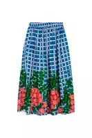 Vegetable Patch Embroidered Cobalt Blue Check Skirt image