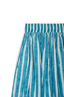 Fruit Floral Embroidered Turquoise Stripe Skirt  image