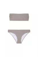 Set Bikini a Righe Marrone Cioccolato image