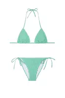 Emerald Green Striped Triangle Bikini Set  image