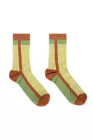 Lemon Yellow and Green Rectangular Motif Socks  image