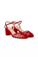 Lipstick Red Suede Open Pumps  image