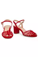 Lipstick Red Suede Open Pumps  image