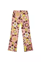 Pantaloni a Trombetta con Stampa Floreale Rosa Big Babol e Melanzana image