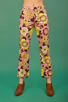 Pantaloni a Trombetta con Stampa Floreale Rosa Big Babol e Melanzana image