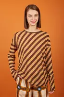 Mocha and Chocolate Brown Striped T-Shirt  image