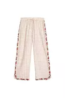 Check Trousers With Floral Trim  image