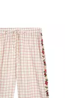 Check Trousers With Floral Trim  image