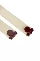 Beige Wide Elasticated Belt With Wine Enameled Buckle image