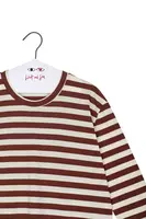 Brown and White Striped T-Shirt  image