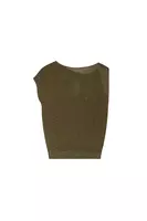 Top Asimmetrico in Maglia Metallizzata Verde Kaki image