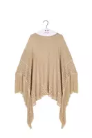 Poncho in Maglia Aperta con Frange image