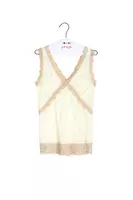 Ivory Silk Top With Lace Trim  image