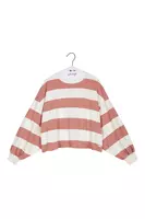 Strawberry Pink and White Striped Sweatshirt  image