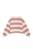 Strawberry Pink and White Striped Sweatshirt  image