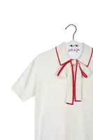 Maglione Polo Bianco con Bordi Rosa image