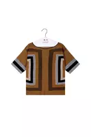 Chocolate Brown Geometric Short Sleeved Sweater image