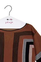 Chocolate Brown Geometric Short Sleeved Sweater image