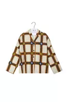 Beige and Caramel Bold Check Oversized Jacket  image