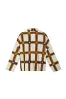 Beige and Caramel Bold Check Oversized Jacket  image