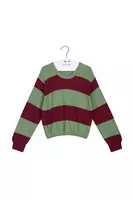 Maglione a Righe Verde Salvia e Bordeaux image