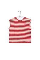 Lipstick Red and White Striped Heart T-Shirt  image