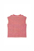 Lipstick Red and White Striped Heart T-Shirt  image