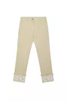 Beige Jeans with Embroidered Cuffs  image