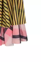 Sunshine Yellow Stripe and Pink Check Layered Skirt  image