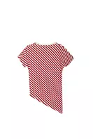 Ruby Red Diagonal Striped Asymmetrical T-Shirt  image