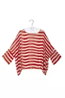 Ruby Red Diagonal Striped Chiffon Tunic Top  image