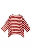 Ruby Red Diagonal Striped Chiffon Tunic Top  image