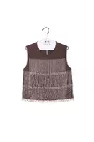 Chocolate Brown Beaded Fringe Top image